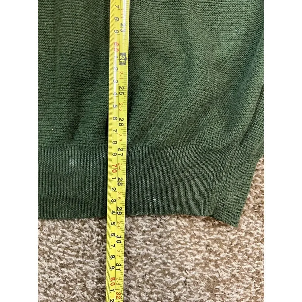 Polo Ralph Lauren Mens Large Green V‎ Neck Merino Wool Pony Sweater